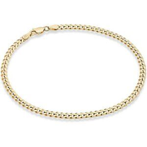 Miabella 925 Sterling Silver Cuban Link Anklet Italian Diamond Cut Chain